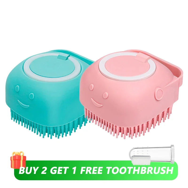 Pet Message Bathing Brush with Shampoo Dispenser