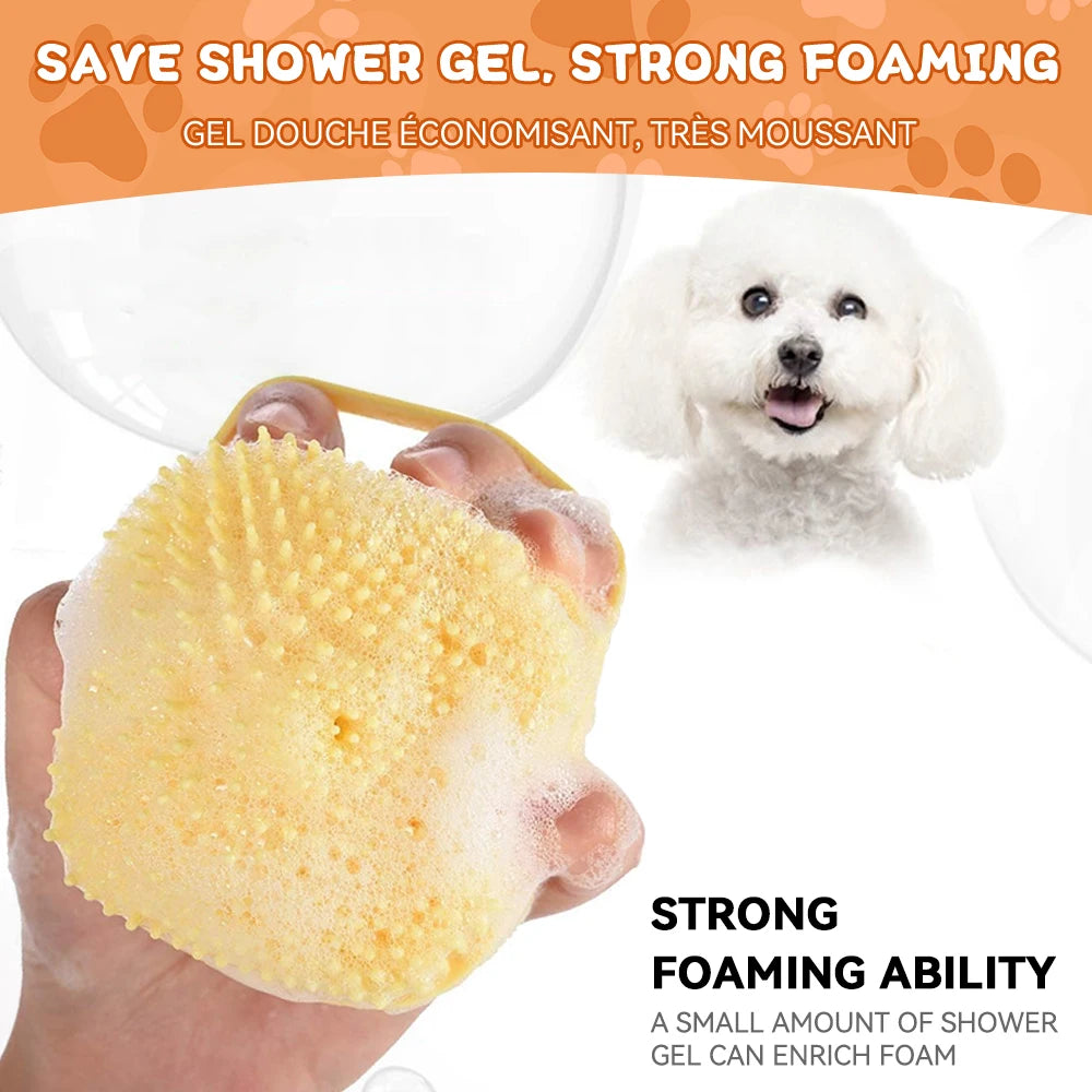 Pet Message Bathing Brush with Shampoo Dispenser