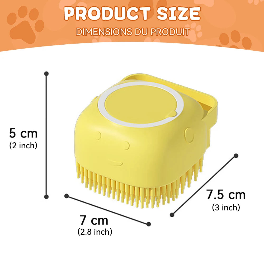 Pet Message Bathing Brush with Shampoo Dispenser