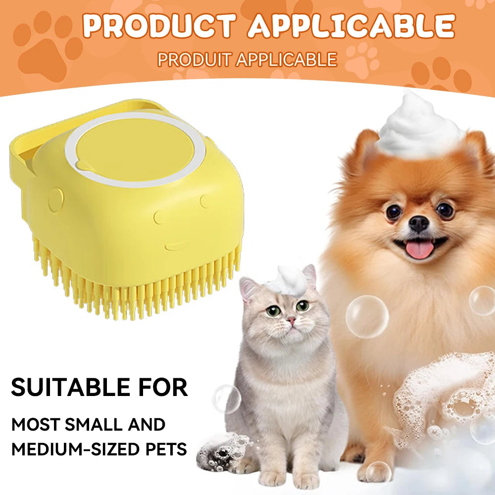 Pet Message Bathing Brush with Shampoo Dispenser