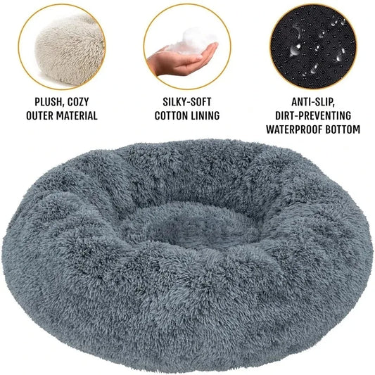 Pet Plush Therapeutic Calming Doughnut Bed
