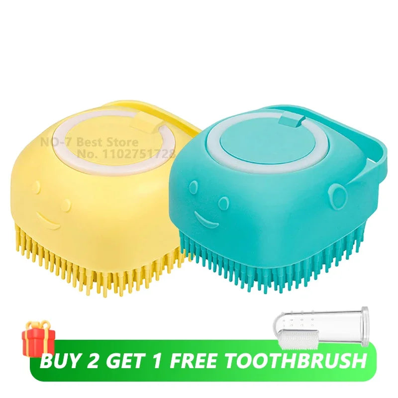 Pet Message Bathing Brush with Shampoo Dispenser