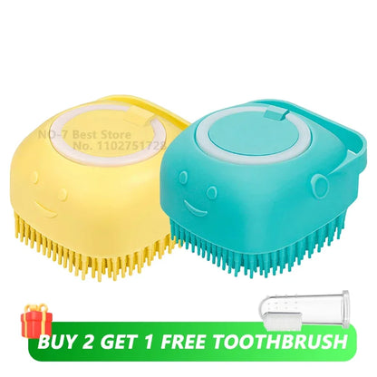 Pet Message Bathing Brush with Shampoo Dispenser