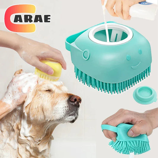 Pet Message Bathing Brush with Shampoo Dispenser